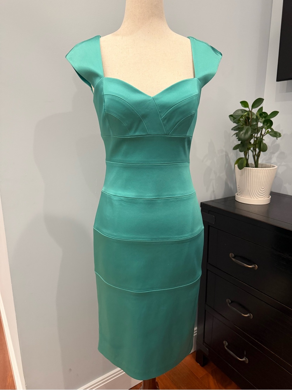 Jax Teal Cap-Sleeve Sheath Midi Dress